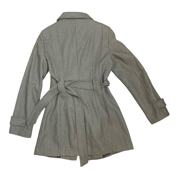 Calvin Klein womens size 4 pea coat small wool blend tan tie hooded business pr - Picture 3 of 10